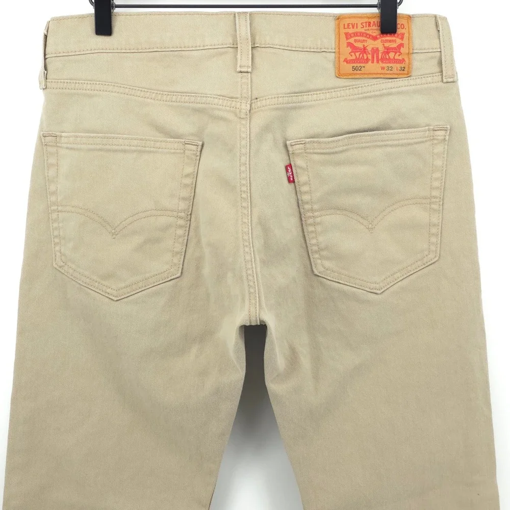 Levis Mens Pants 502 Regular Taper W32 L32 Tan Khaki Stretch Chino 29507-0009